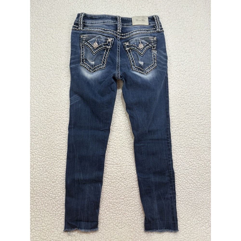 Miss Me Mid-Rise Skinny Jeans Size 26 Dark Wash Stretch Embellished Flap Pocket